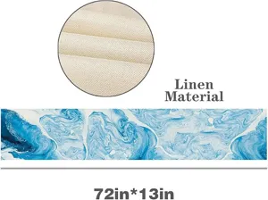Corridoio da tavolo marmo blu 72x13 pollici materiale lino decorazione tavola festa casa.