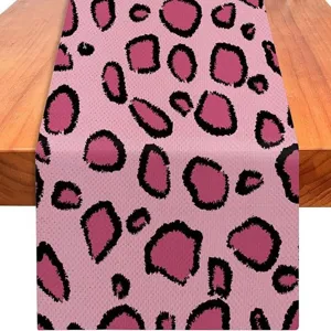 Corridoio da tavolo con stampa leopardata rosa, tovaglia elegante per cucina sala da pranzo.