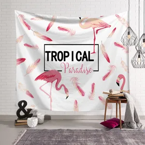 Nordischer Stil Flamingos Wandteppich für Schlafzimmer Heimtextilien, schöne Stoffdeko.