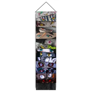 Demon Slayer Anime Augen Wandhaenge Gobelin vertikaler Banner fuer die Zimmerdekoration