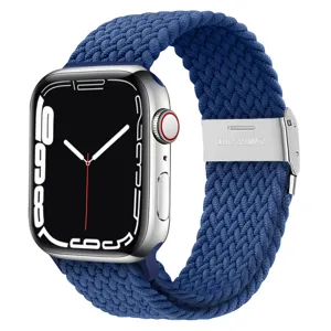 Bracelet de montre en nylon tressé compatible avec Apple Watch, sangle élastique de rechange