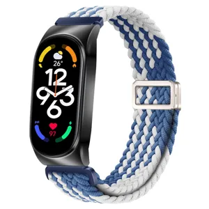 Bracelet de rechange en nylon tressé magnétique pour tracker de fitness, bleu blanc.