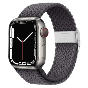 Bracelet de montre solo loop en nylon tressé avec fermoir en métal gris de rechange