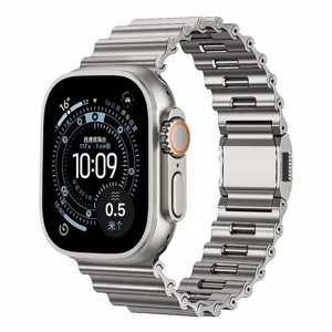 Bracelet de montre en metal acier inoxydable avec fermeture magnetique pour Apple Watch.