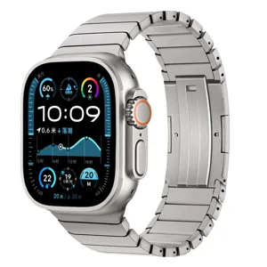 Titanium metal watch band replacement for Apple Watch Ultra series, durable link bracelet strap.