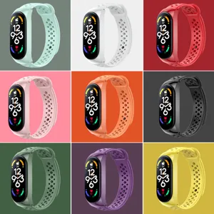 Colorful breathable silicone replacement strap for smart fitness band, waterproof design.
