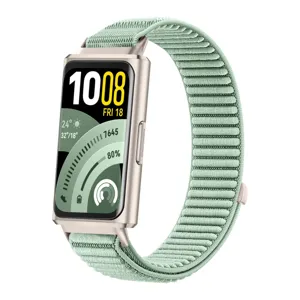 Correa de repuesto de nailon tejido para rastreador de fitness, diseño verde elegante.