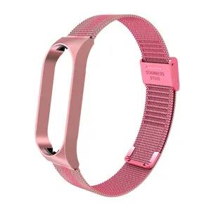 Correa de reloj Milanese de metal rosa de repuesto para bandas de fitness inteligente