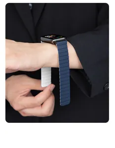 Magnetisches Silikon-Gliederarmband kompatibel mit Smartwatch, zweifarbiges Ersatzband.