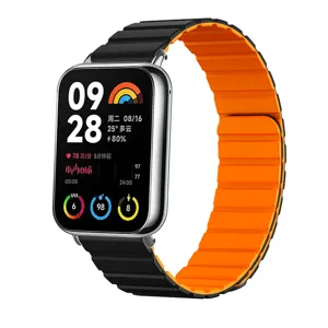 Zweifarbiges magnetisches Silikon Smartwatch Armband Ersatz fuer Fitness Tracker.
