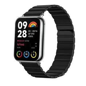 Magnetisches Silikon-Uhrenarmband, kompatibel mit Smartwatches, schwarzes Ketten-Design, stilvoll.