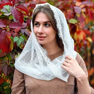 Europese Amerikaanse stijl bruids bruiloft kant sluier pullover mesh hoofddoek in elegant wit