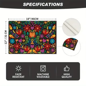 Tovaglietta stile messicano fiori scheletro lino decorazione tavolo da pranzo 18x12 pollici