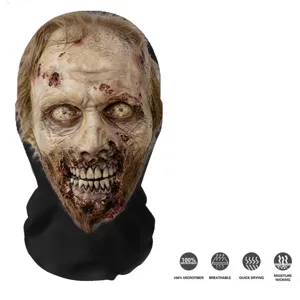 Maschera passamontagna zombie Halloween, accessorio costume festa in microfibra traspirante.