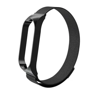 Correa de repuesto de metal negro Milanés con cierre magnético para pulsera inteligente.