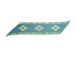 Close-up detail of the stylish diagonal winter scarf featuring woven geometric patterns.