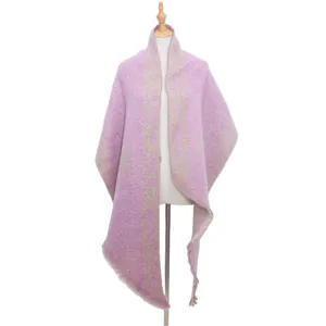 Thickened bouclé Christmas tree pattern diagonal scarf stylish winter warm knitted shawl.