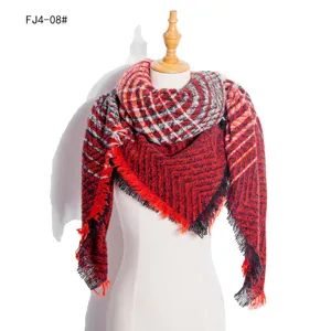 Winter thick plaid gradient scarf shawl for men and women, warm cozy loop yarn neckerchief.