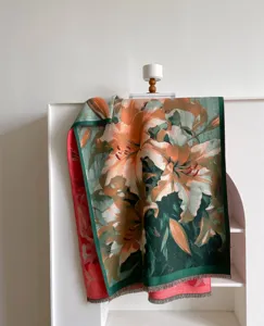 Thick woven floral shawl blanket vintage style elegant tassels cozy winter wrap home decor