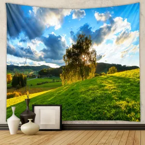 Scenery wall tapestry for room decor, landscape background cloth aesthetic hanging decor.