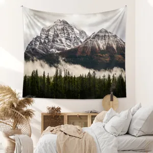 Mountain Landscape Wall Tapestry Nature Forest Scenery Boho Fabric Hanging for Room Decor