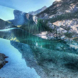 Όμορφη υφασμάτινη ταπετσαρία τοίχου με τοπίο βουνού και λίμνης για όμορφη διακόσμηση δωματίου.