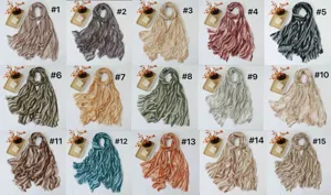 Vintage gegradueerde gestreepte kreukelsjaal met kwastjes, veelzijdige dunne zonneschermshawl.