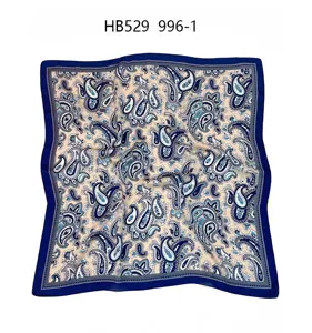 Womens silk square scarf elegant paisley print satin neckerchief for daily wear fashion.