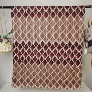 Women's long polyester diamond geometric print scarf shawl, elegant vintage gradient design.