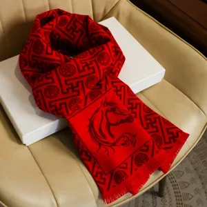 Winter Warm Scarf For Women Men Long Tassel Soft Polyester Scarf Chinese New Year Spring Festival Red Scarf