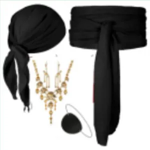 Ensemble d'accessoires de costume de pirate d'Halloween avec foulard ceinture et bijoux