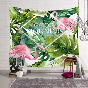 Nordischer tropischer Flamingo Wandteppich fuer gemuetliche Schlafzimmer Wand Dekoration Detail.