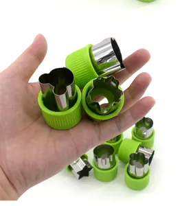 Stainless steel fruit vegetable cutter set with cute shapes for cookies and baby food making