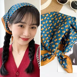 Foulard Carré en Coton pour Femmes Rétro Carreaux Paisley Pois Printemps Été Mode Foulard de Cou Bandana