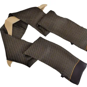 Classic men's silk long scarf featuring an elegant vintage geometric pattern and sleek design.