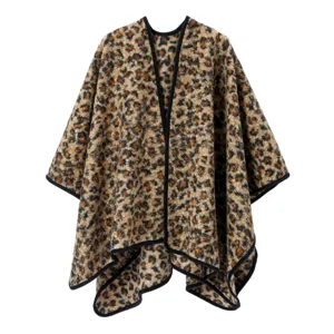 Schicker Damen Leopardenmuster warmer Umhang Schal stilvoll gemütlich Winter Accessoire