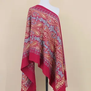 Dames geborduurde kasjmier gevoel sjaal paisley winter warme stijlvolle omslagdoek detail