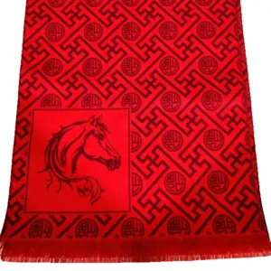 Red Chinese new year horse scarf festive winter traditional fu symbol warm accessory