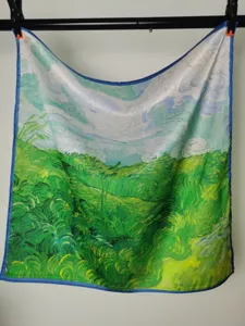 Silk scarf square 53cm art oil painting print neck scarf lightweight spring autumn