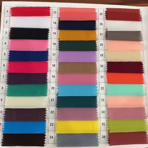Chiffon scarf solid color chart showing 36 vibrant options for fashion wholesale supply