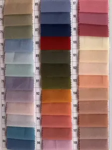 Chiffon fabric color chart featuring numbers 73 to 108 for custom scarves and shawls.