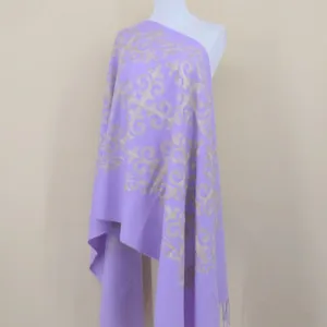 Imitation cashmere scarf with silver embroidery, elegant winter warm Chinese style wrap shawl.