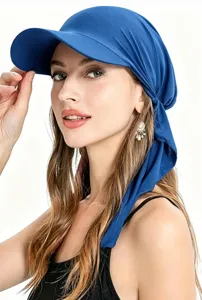 Women lightweight sun visor headscarf pre-tied breathable outdoor cap blue stylish comfortable daily wear