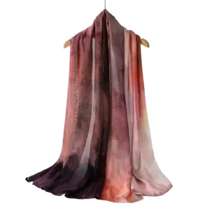 Gedruckter Baumwoll Langschal mit Farbverlauf leichtes Tuch fuer Damen Accessoire