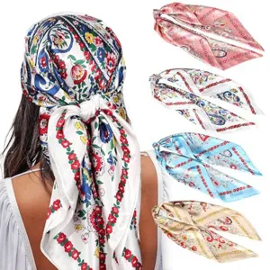 Seidentuch quadratisch Kopftuch Haarschal Blumen Paisley Damen elegantes Accessoire neu