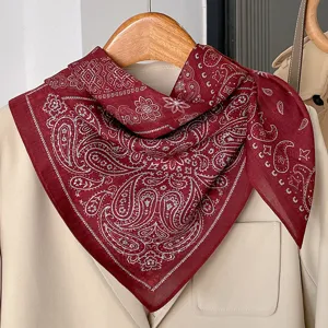 Women's Vintage Paisley Print Square Scarf Lightweight Fashion Neck Scarf Head Scarf For Spring Travel