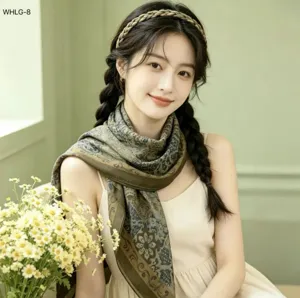 Femme élégant grand foulard carré en soie coton imprimé floral protection solaire été