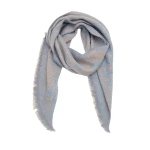 Women autumn winter thick jacquard scarf blue grey contrast color stylish triangle shawl
