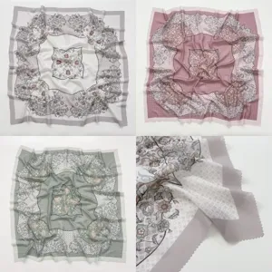 Women Vintage Printed Satin Square Scarf Fashion Floral Headband Elegant Neck Scarf For Spring And Autumn Daily Wear