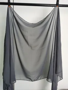 Plain chiffon scarf shawl, lightweight sheer fabric, elegant dark gray, versatile for all seasons.